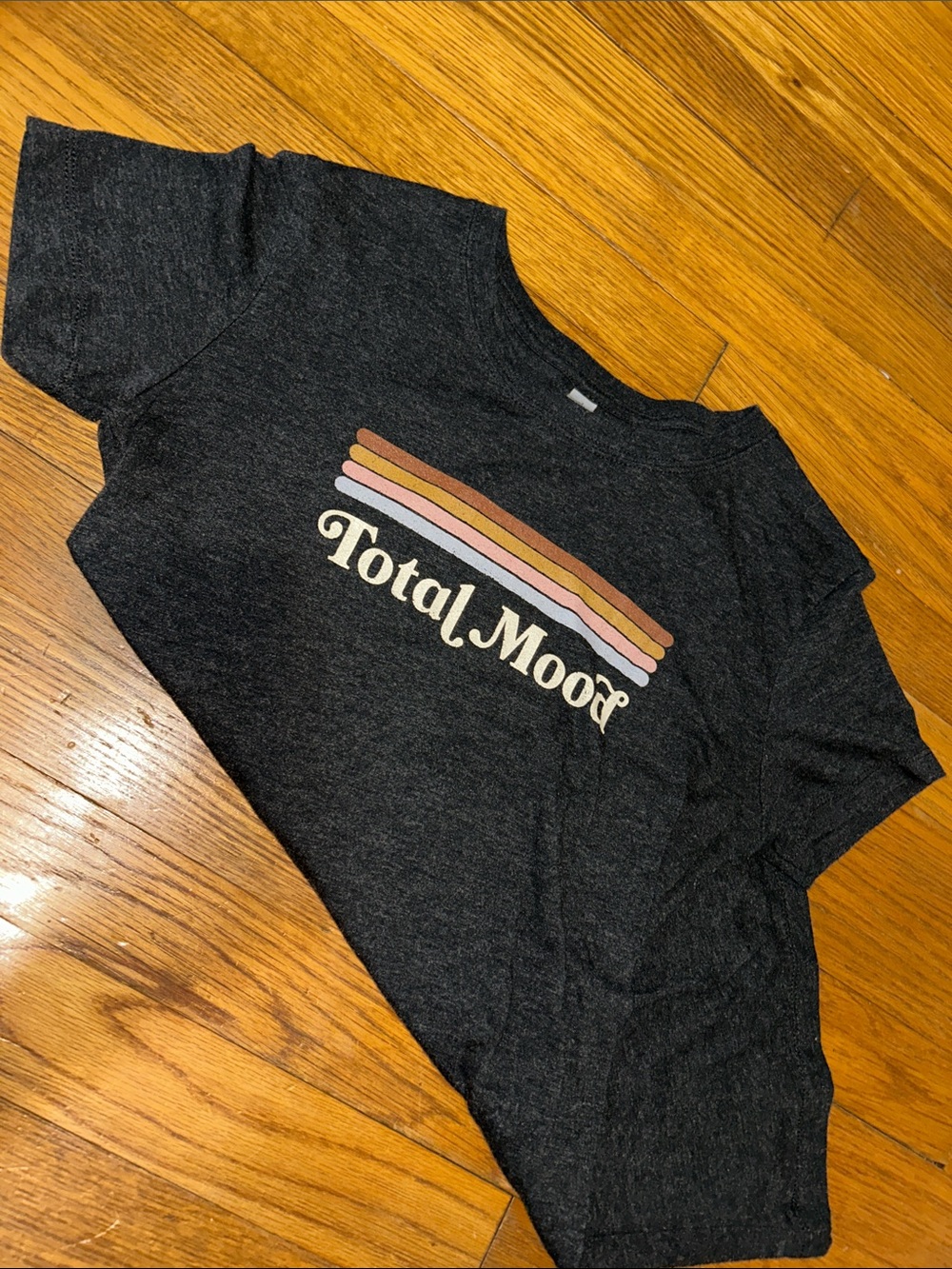 Next Level Apparel Charcoal Tee with Cream 'Total Mood' and Pastel Stripes